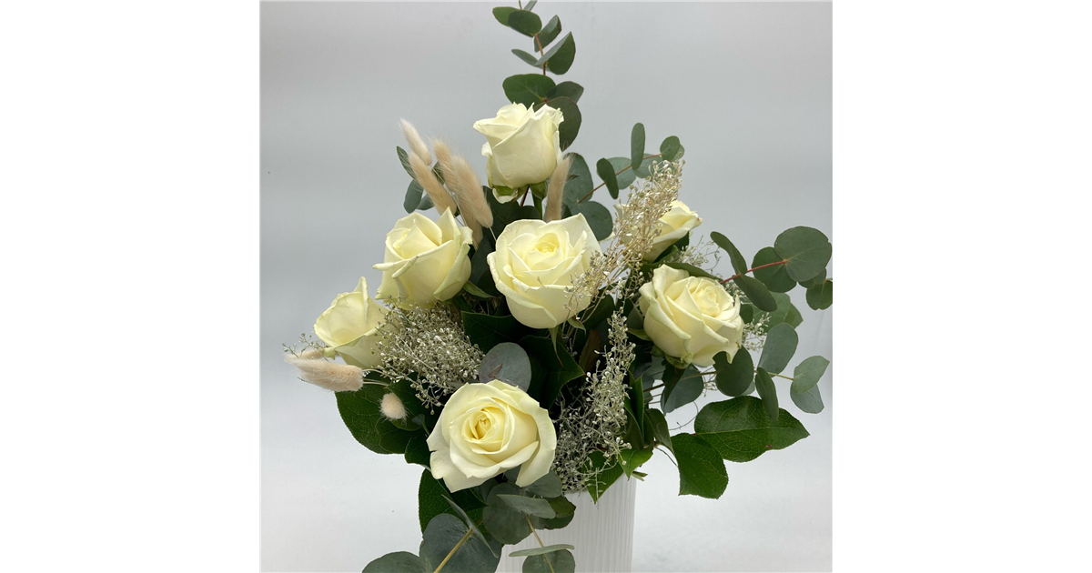 Künstliche Rosenknospen - Weiß & Grün, 6er Set, Perfekt Für Hochzeit & Deko